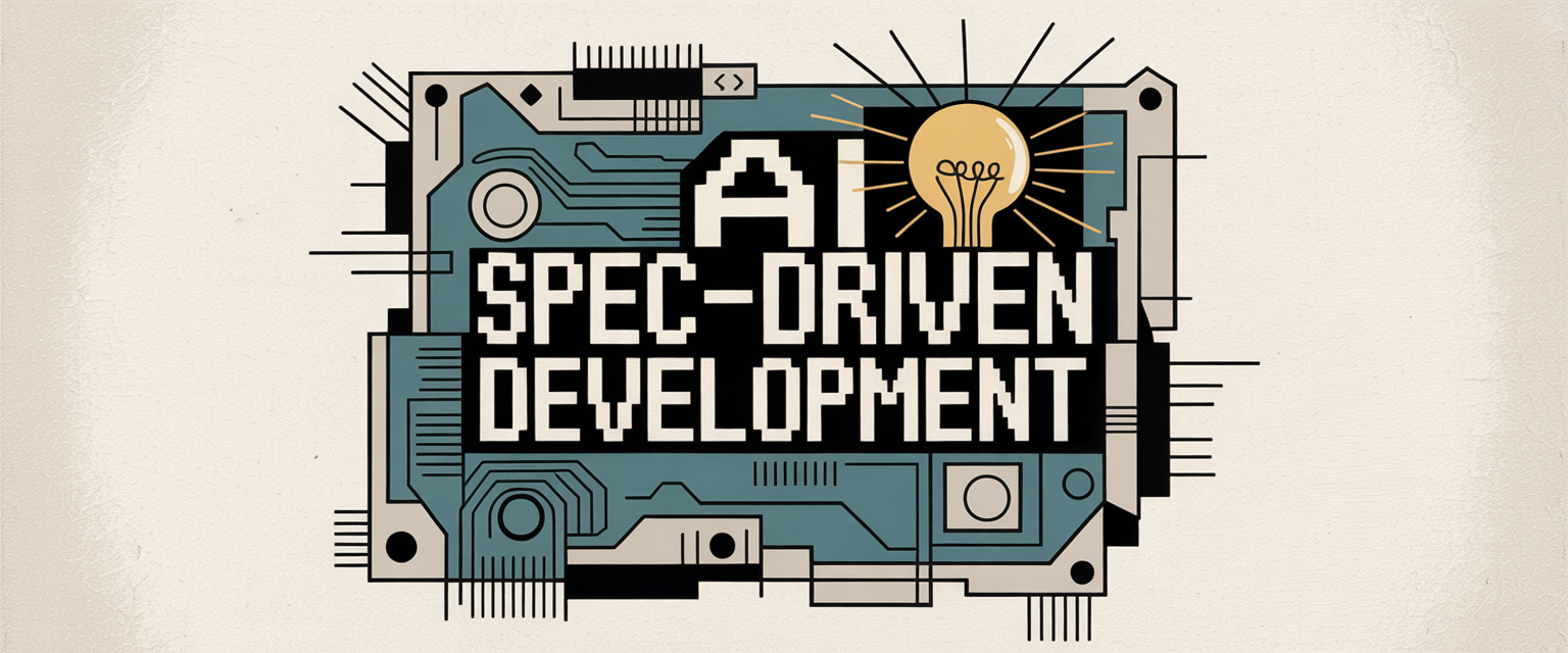 AI Spec-Driven Development Descrição abstrata de uma placa de circuitos escrito em cima AI Spec-Driven Development